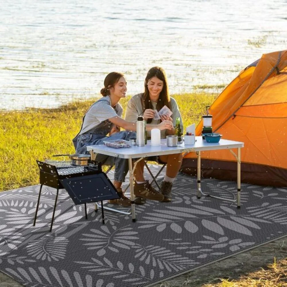 New 5x8 Outdoor Rug, Waterproof Plastic Straw Patio Mat for RV, Deck, Beach